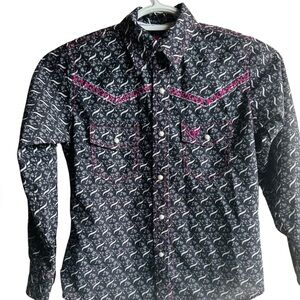 Kids Black and Pink Button Down Shirt